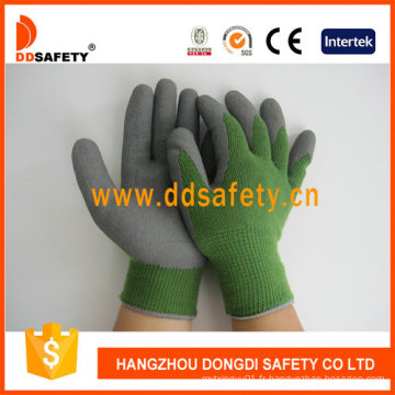 Gants de travail enduits de mousse de latex de gris de calibre 10 de T / C vert Dkl412